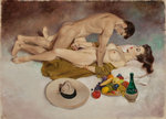 Fritz Willis (American Pinup artist, 1907–1979). Afternoon Delight. Oil on board.  21 x 29 in....jpg